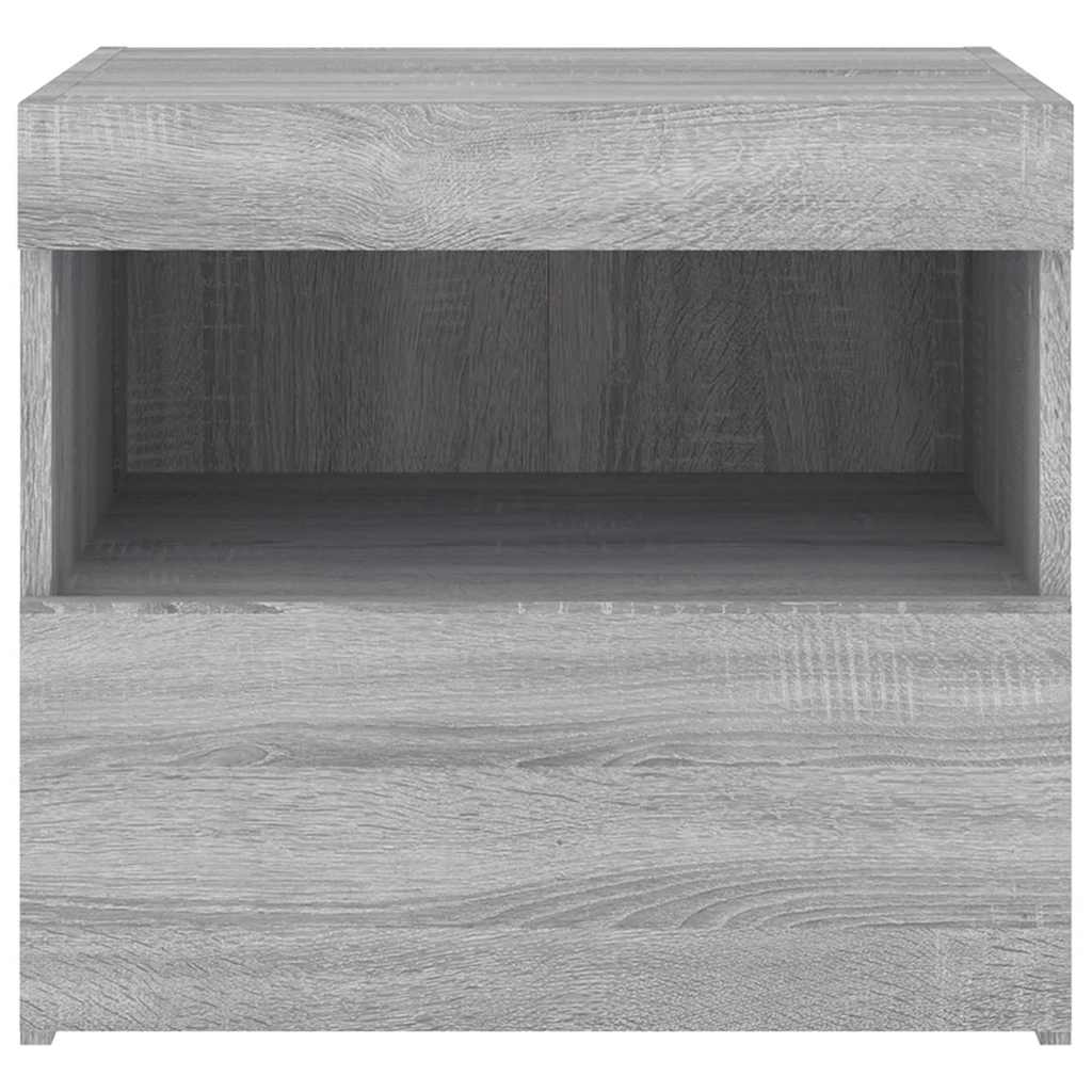 Nachttisch mit LED-Leuchten Grau Sonoma 50x40x45 cm